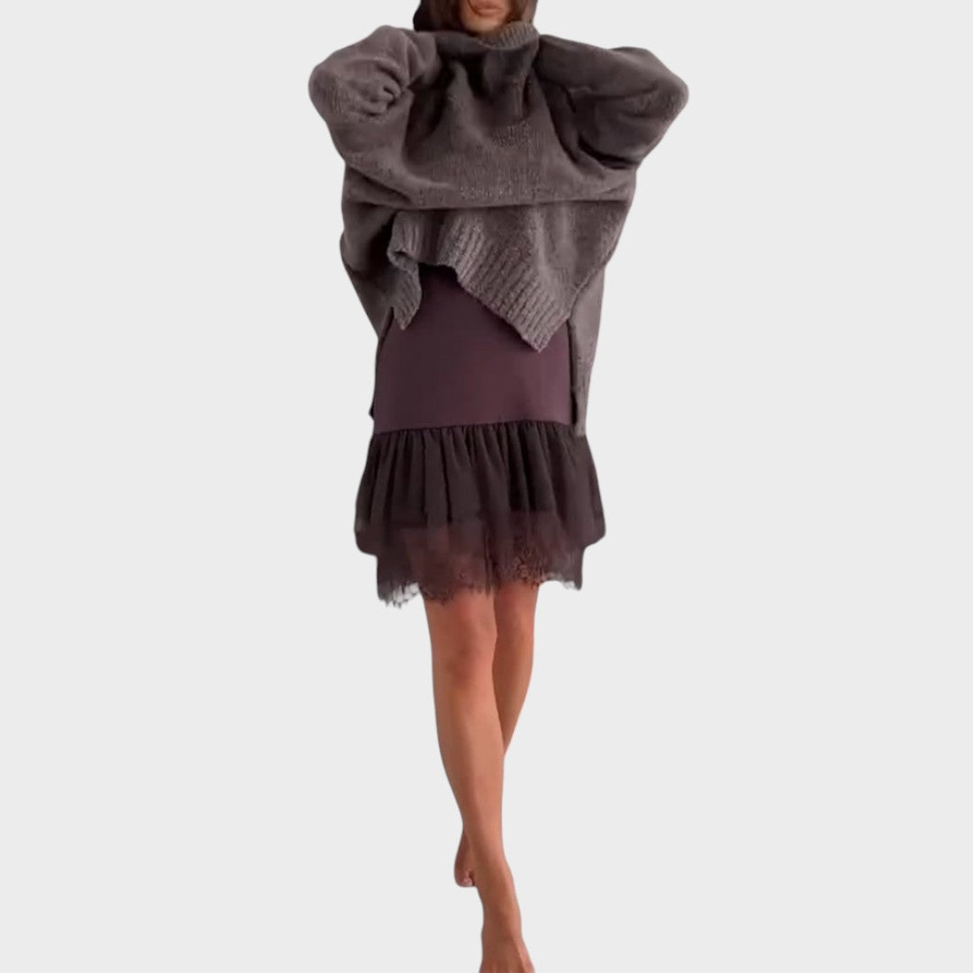 Turtleneck Long Sleeve Oversized Sweater Dress 3