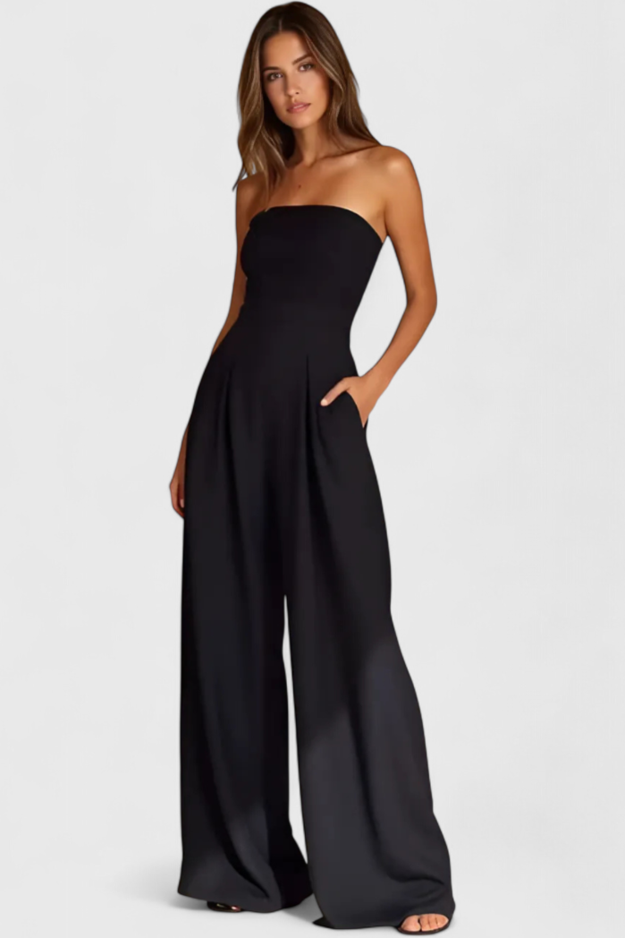 Strapless Wide Leg Pleated Jumpsuit 4