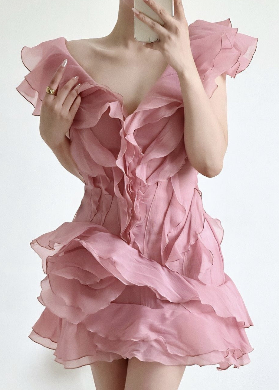 Aurelia Ruffled Organza Mini Dress - View 7