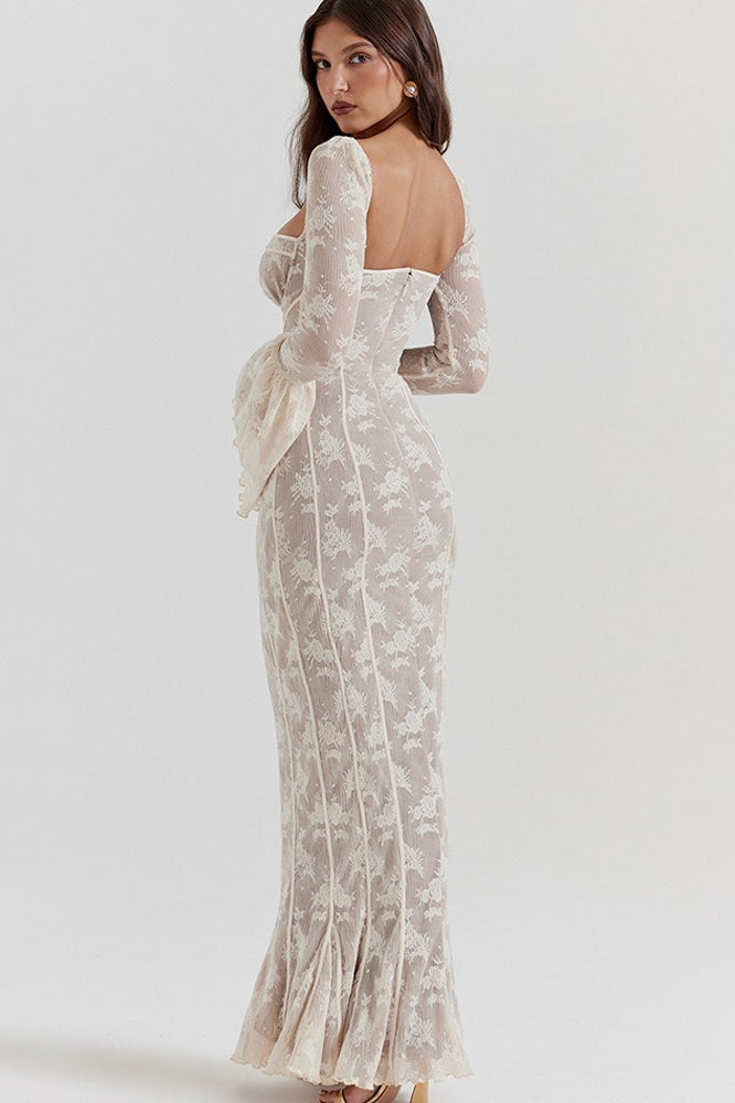 Backless Lace Bodycon Maxi Dress