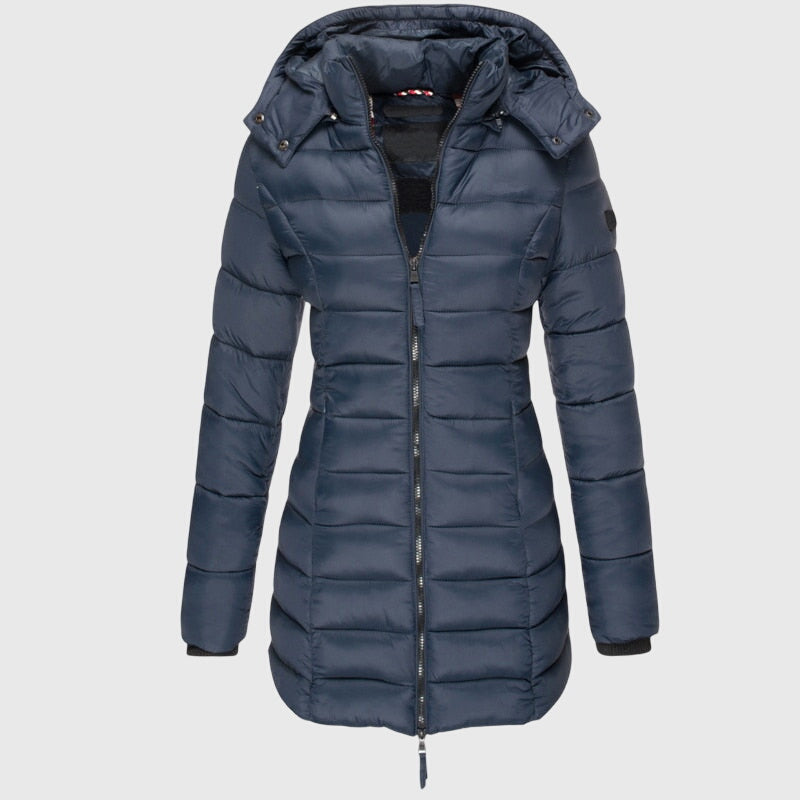 Hooded Zip Front Longline Puffer Jacket 2