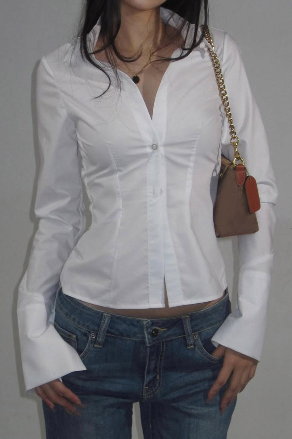 Tailored Collared Button Blouse