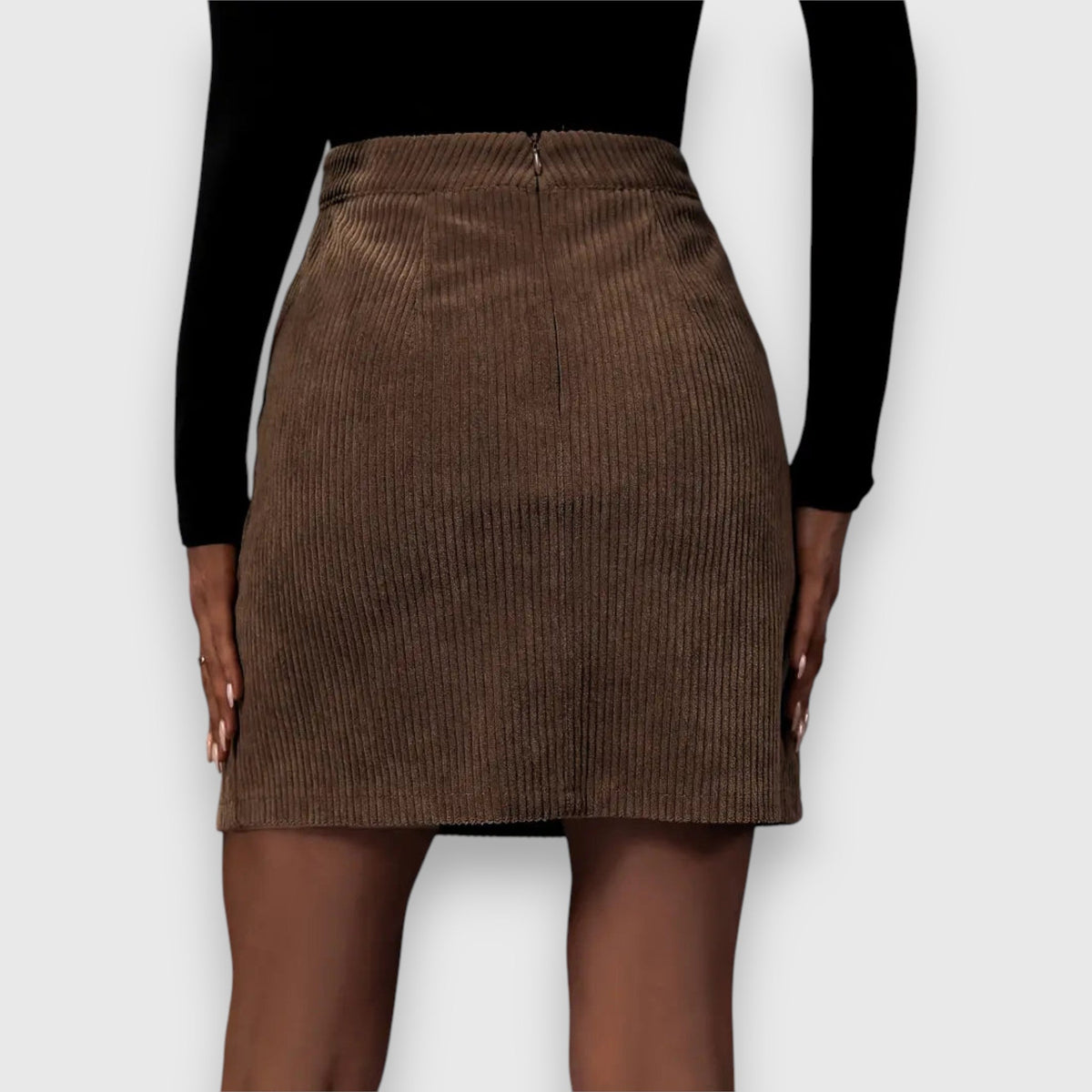 High Waist Corduroy Side Slit Mini Skirt 3