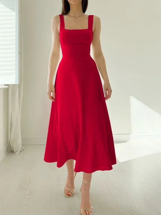 Square Neck Sleeveless A-Line Maxi Dress - View 4