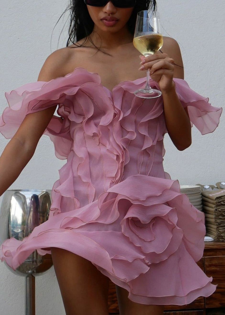 Aurelia Ruffled Organza Mini Dress - View 9