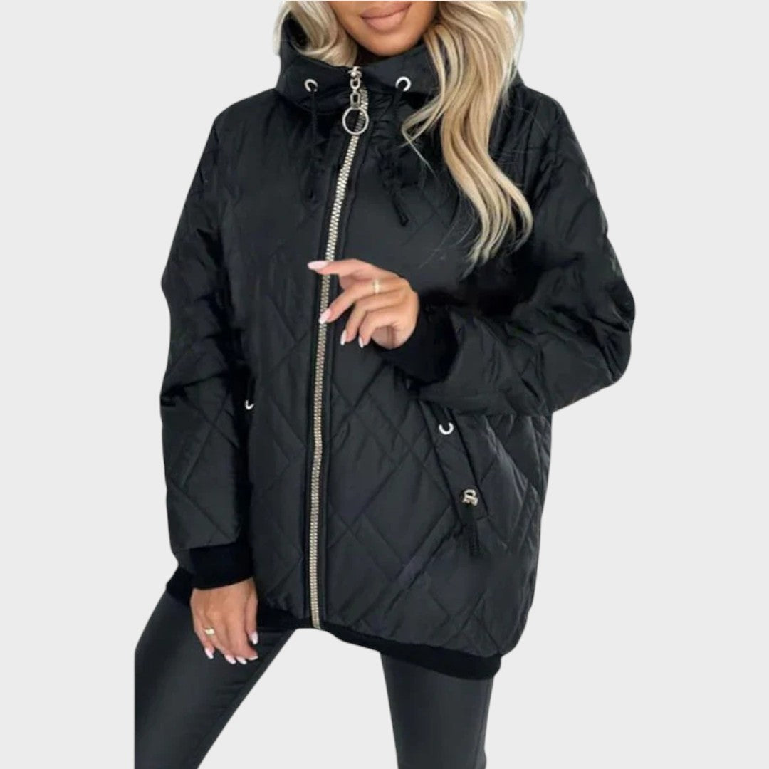 Hooded Zip Front Quilted Jacket 6