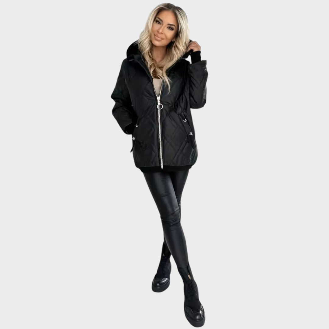 Hooded Zip Front Quilted Jacket 8