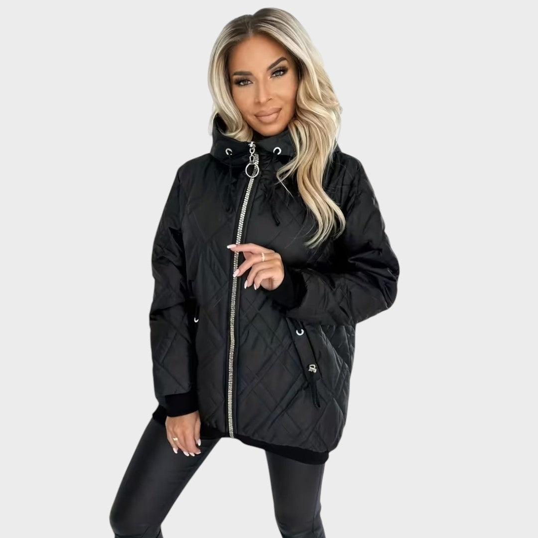 Hooded Zip Front Quilted Jacket 7