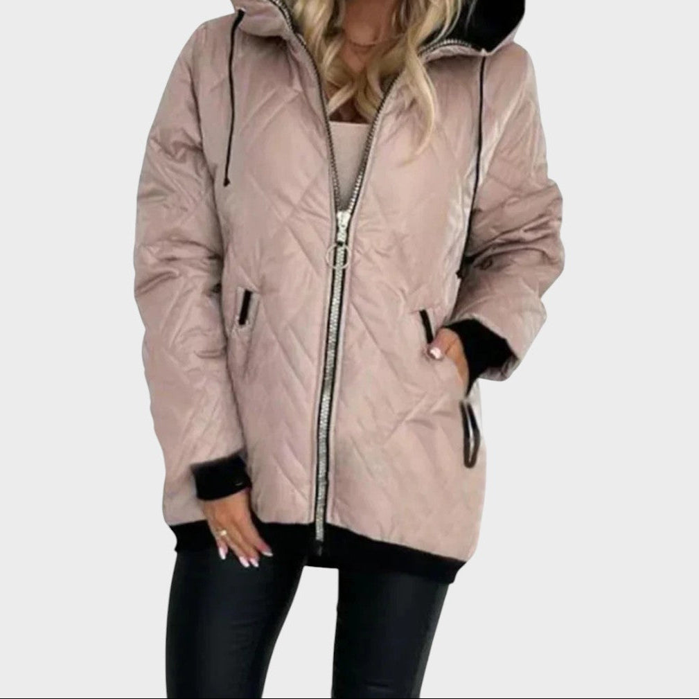 Quilted Hooded Zip Front Padded Jacket 2