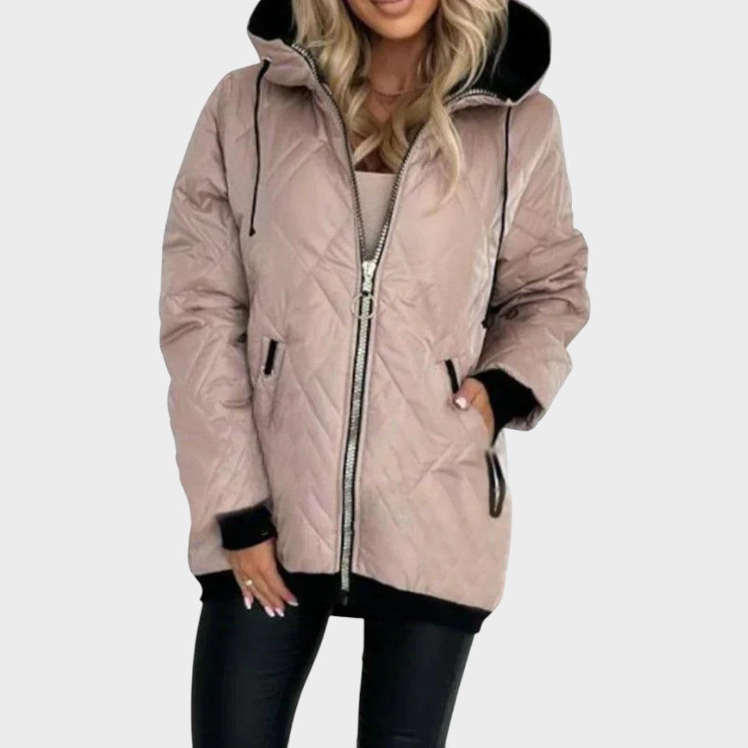 Hooded Zip Front Quilted Jacket 2