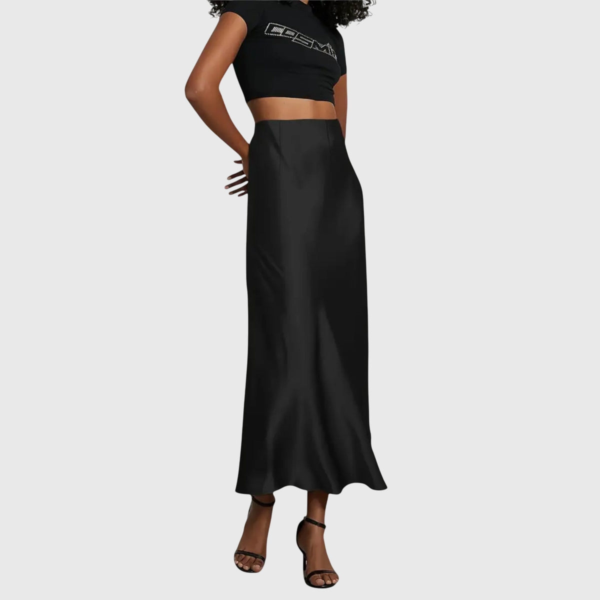 High Waist Satin Fishtail Midi Skirt 5