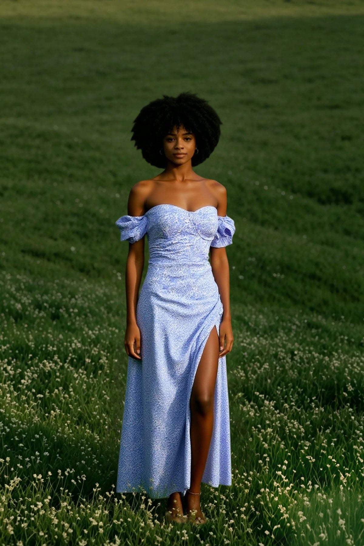 Off Shoulder Puff Sleeve Sweetheart Sequin High Split Maxi Dress 8