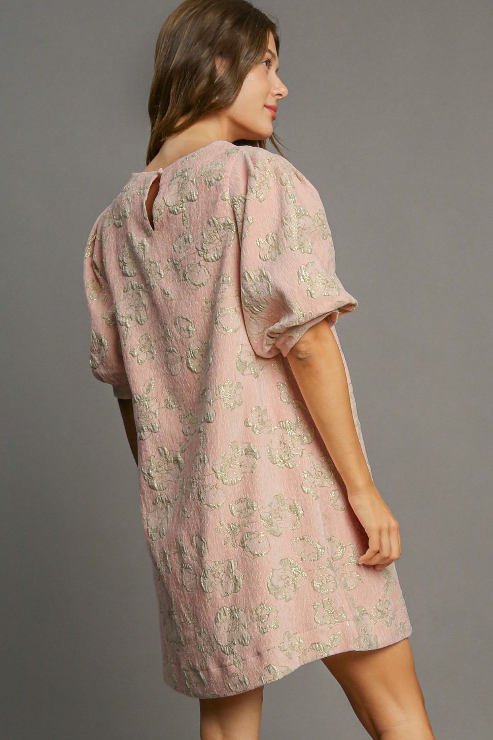 Floral Puff Sleeve Maxi Dress in Pink - View 3