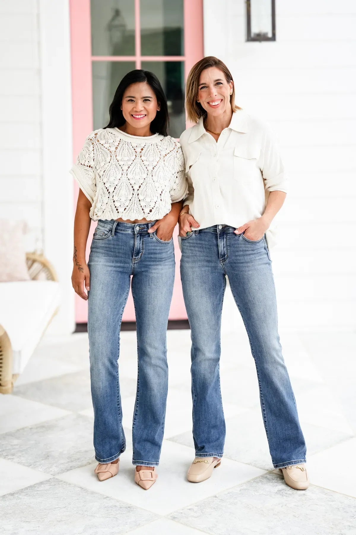 High Waist Flare Leg Stretch Denim Jeans 2