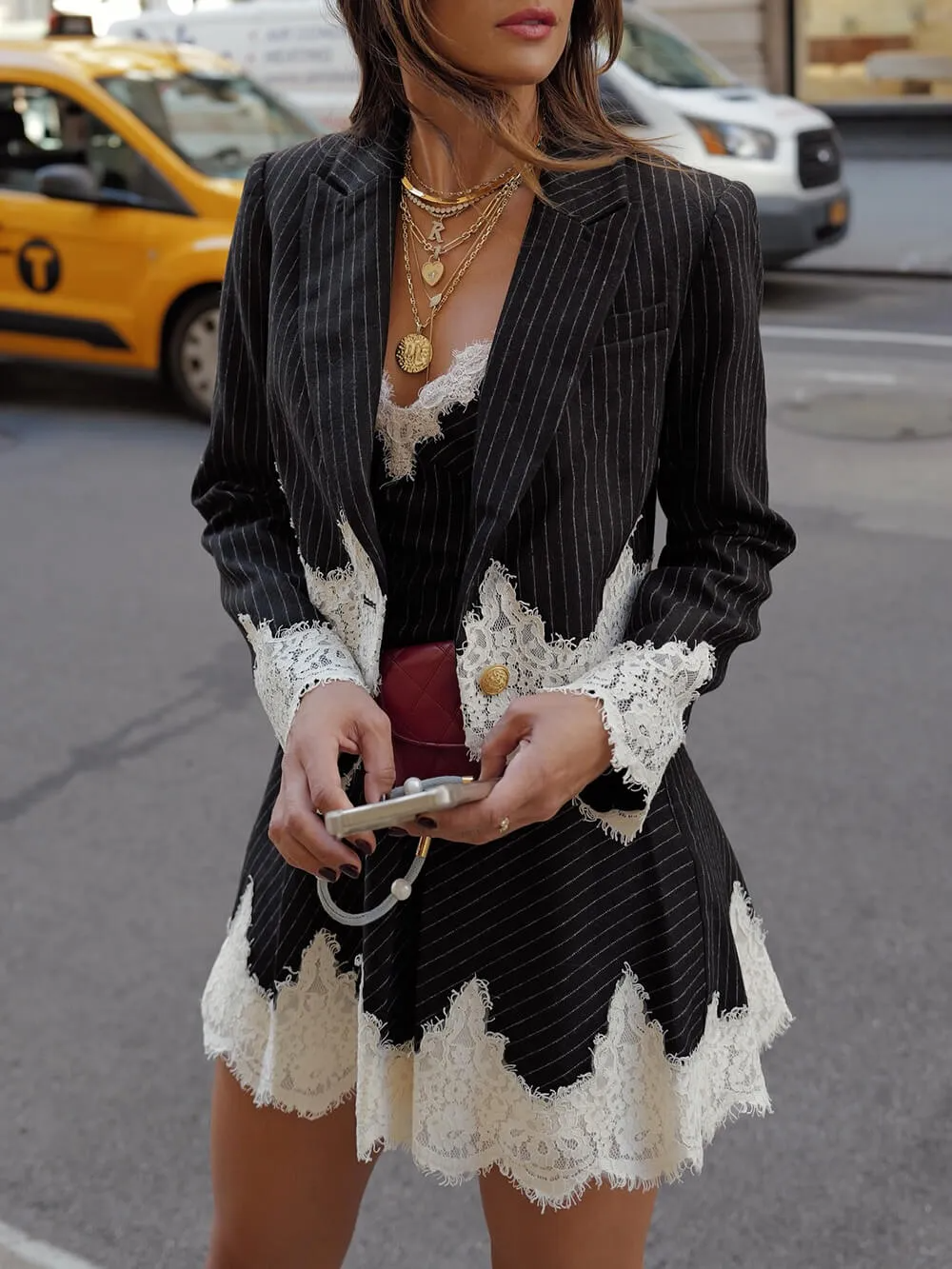 Ella Striped Lace Mini Dress - View 3