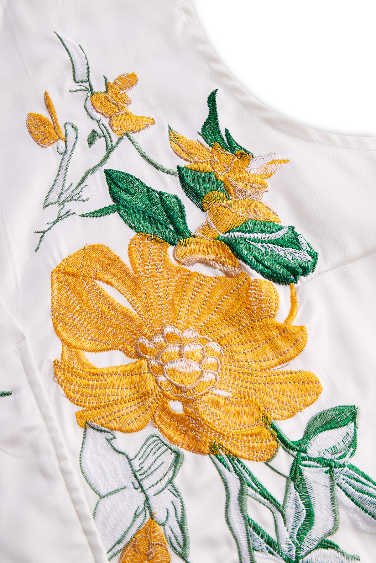 Stand Collar Sleeveless Floral Embroidered V-Neck Blouse 4