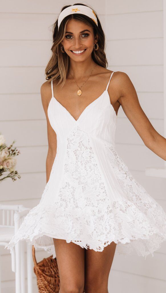 Lace V-Neck Spaghetti Strap A-Line Mini Dress - View 3