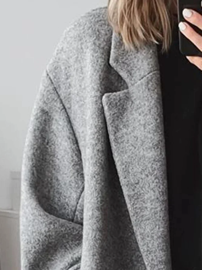 Notch Lapel Double Breasted Longline Wool Coat 3