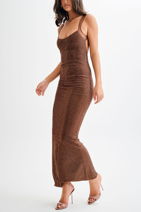 Louisa Stretch Sequin Mesh Open Back Maxi Dress - View 7