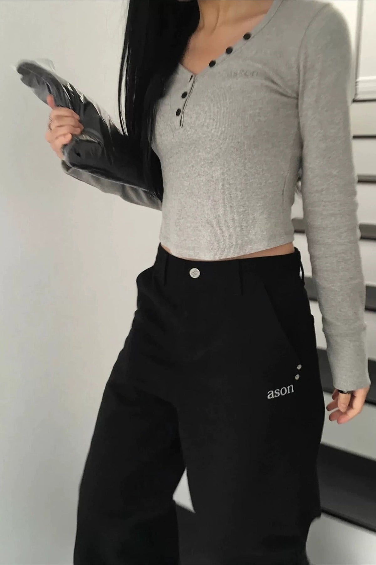 High-Waist Embroidered Wide-Leg Denim Jeans