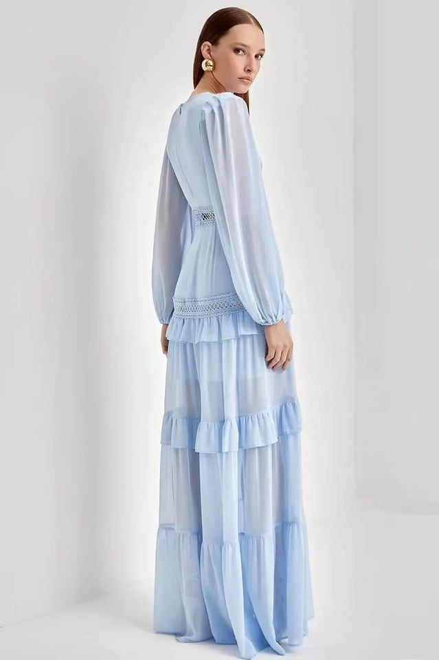 Lorie Long Sleeve Ruffle Gown - View 10