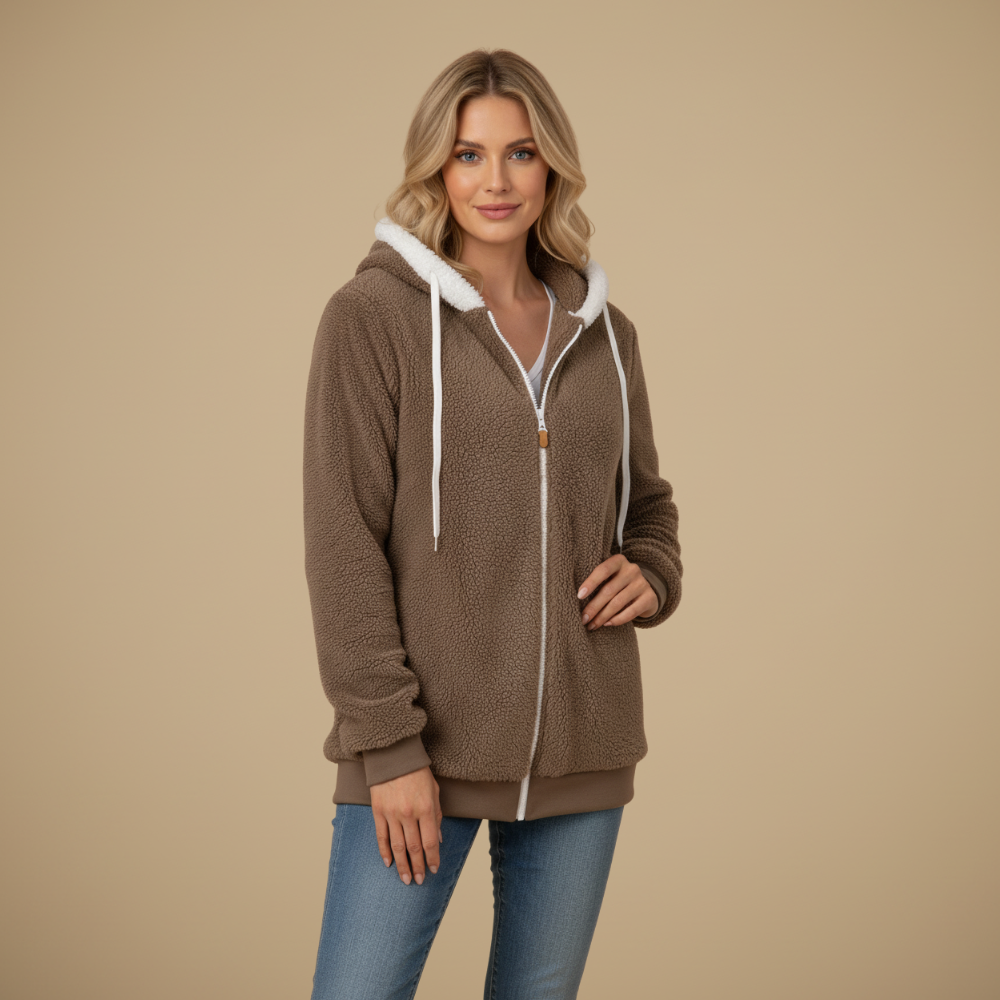 Hooded Zip Front Sherpa Fleece Jacket 20