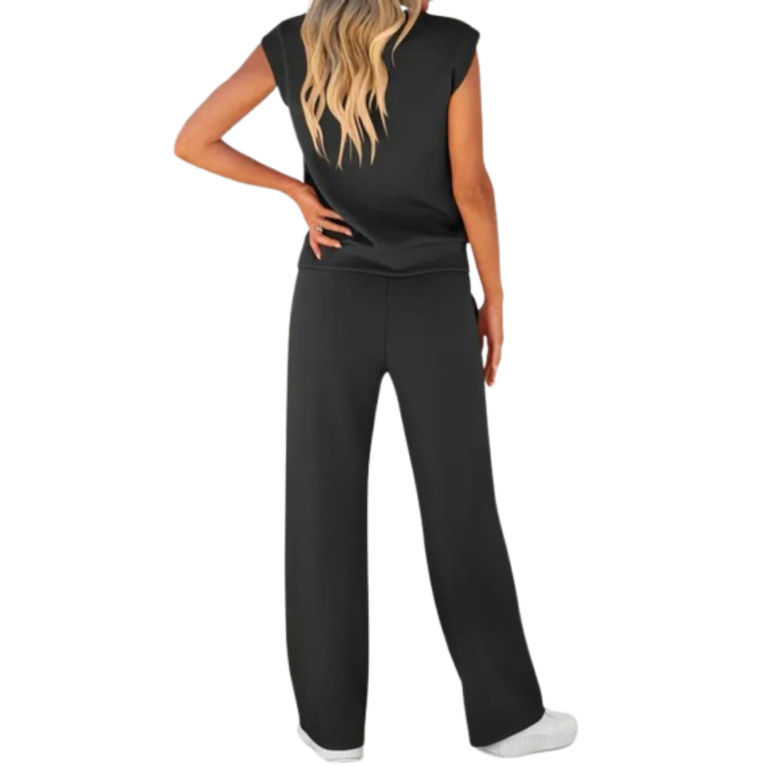 Cap Sleeve Top and Wide Leg Pants Two Piece Set 10