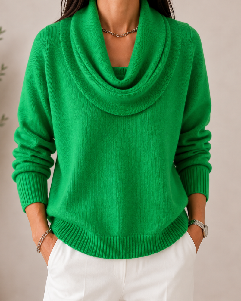 Cowl Neck Long Sleeve Knit Sweater 10