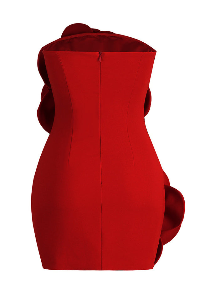 3D Floral Strapless Bodycon Mini Dress in Black - View 14