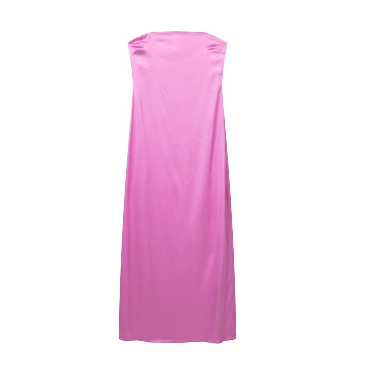 Satin Strapless Column Maxi Dress - View 4