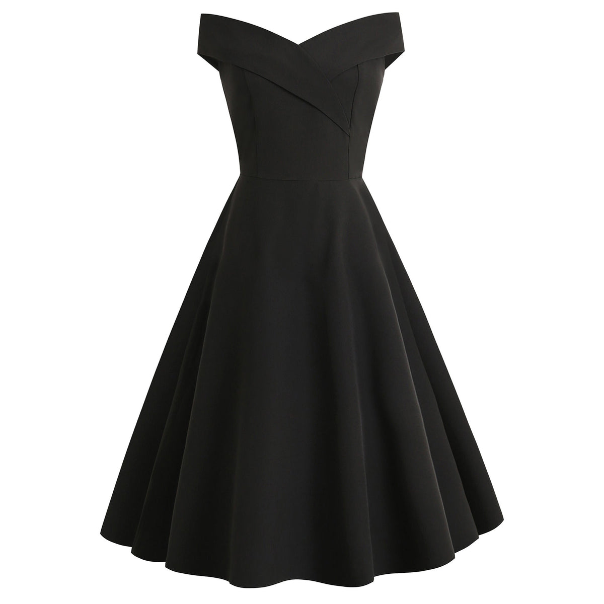 Off Shoulder Crossover Wrap Pleated Fit and Flare Cocktail Midi Dress