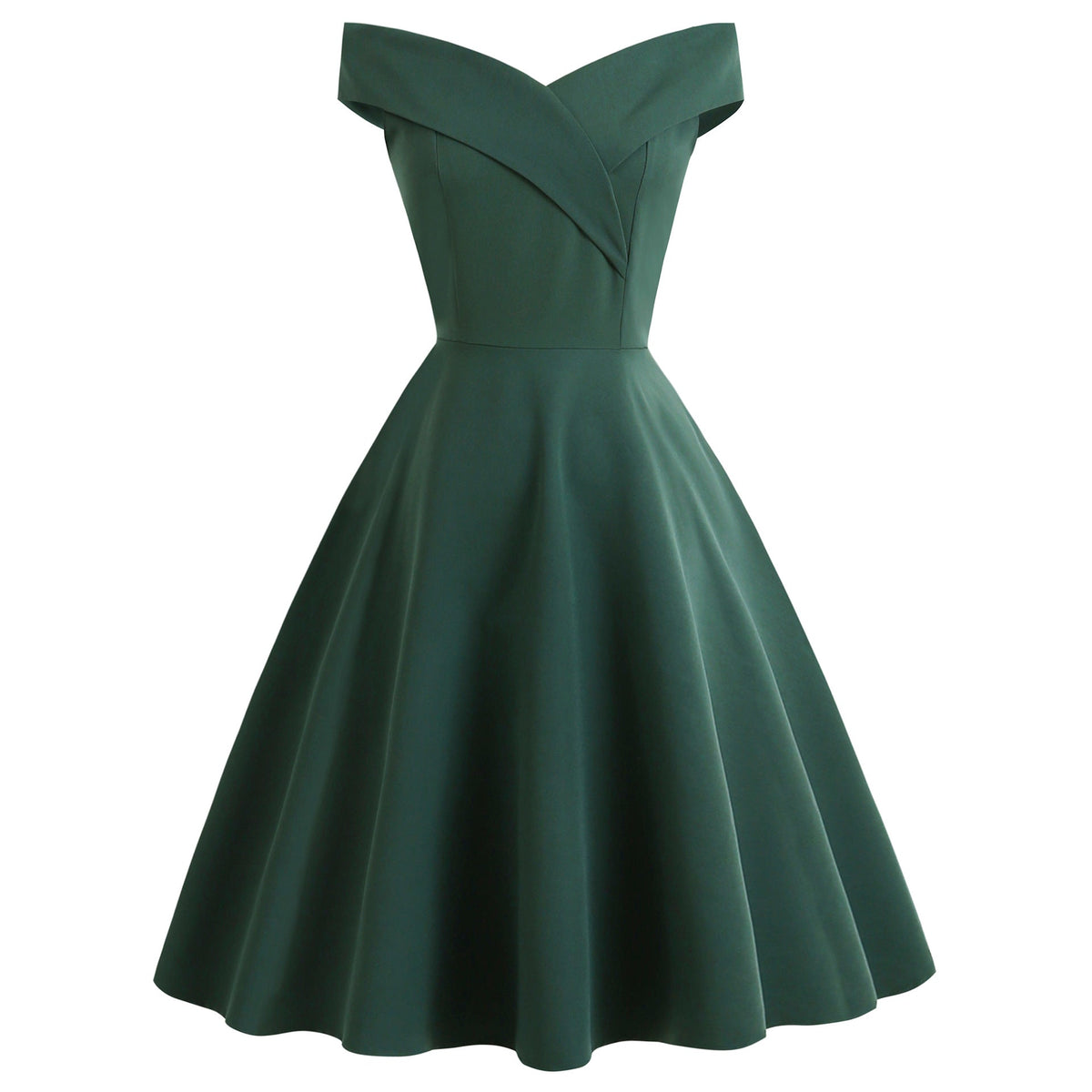 Off Shoulder Crossover Bodice Fit and Flare Cocktail Midi Dress - View 3