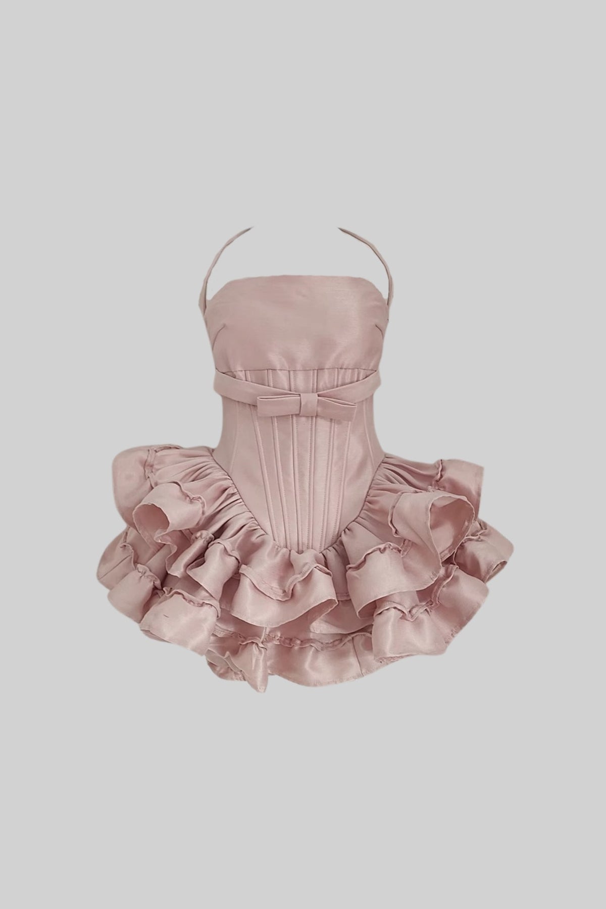 Mini Corset Dress With Ruffled Skirt And Fitted Bodice - Pink - View 6