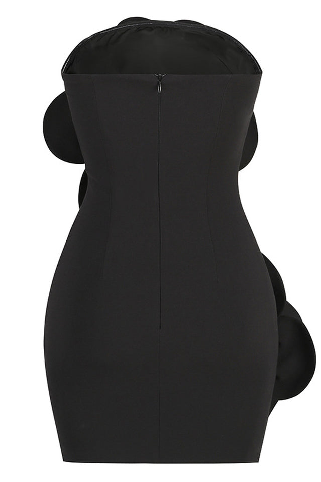 3D Floral Strapless Bodycon Mini Dress - View 12