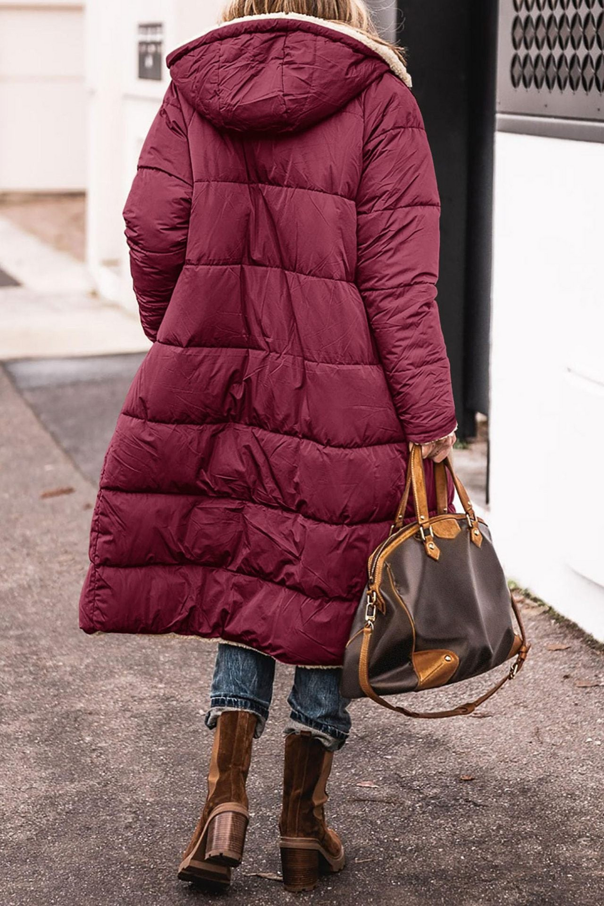 Reversible Sherpa Lined Quilted Longline Coat 8