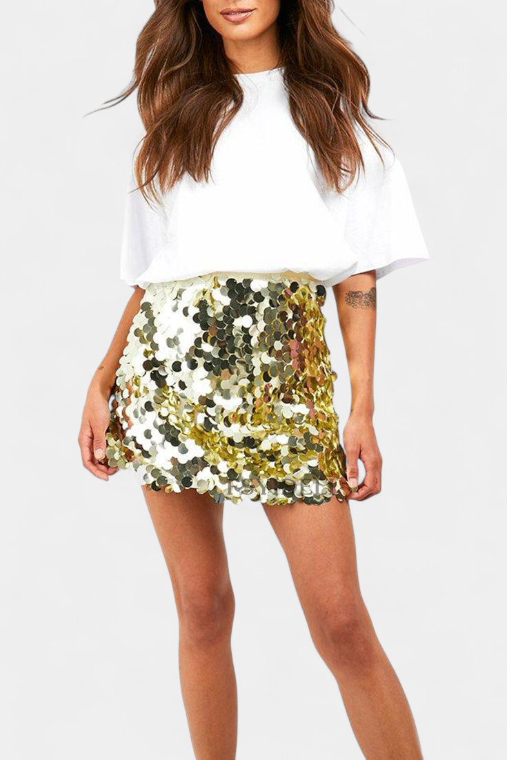 Paillette Sequin High Waist Mini Skirt 6