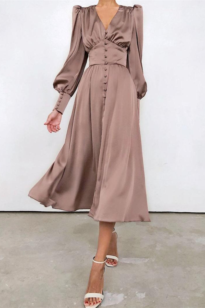 Satin Puff Sleeve Bustier Tailored Midi Dress - View 2
