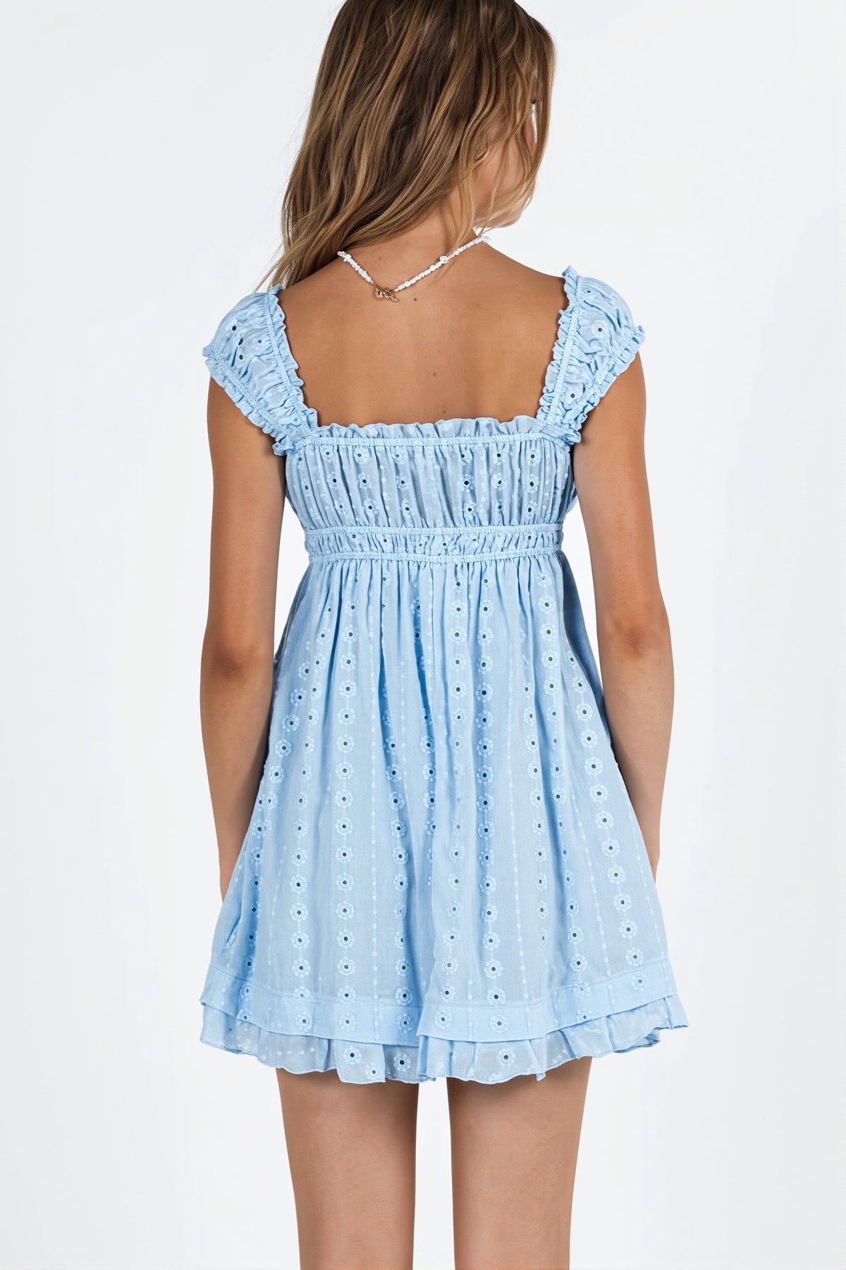 Solid Embroidered Lace Cami Mini Dress - View 4