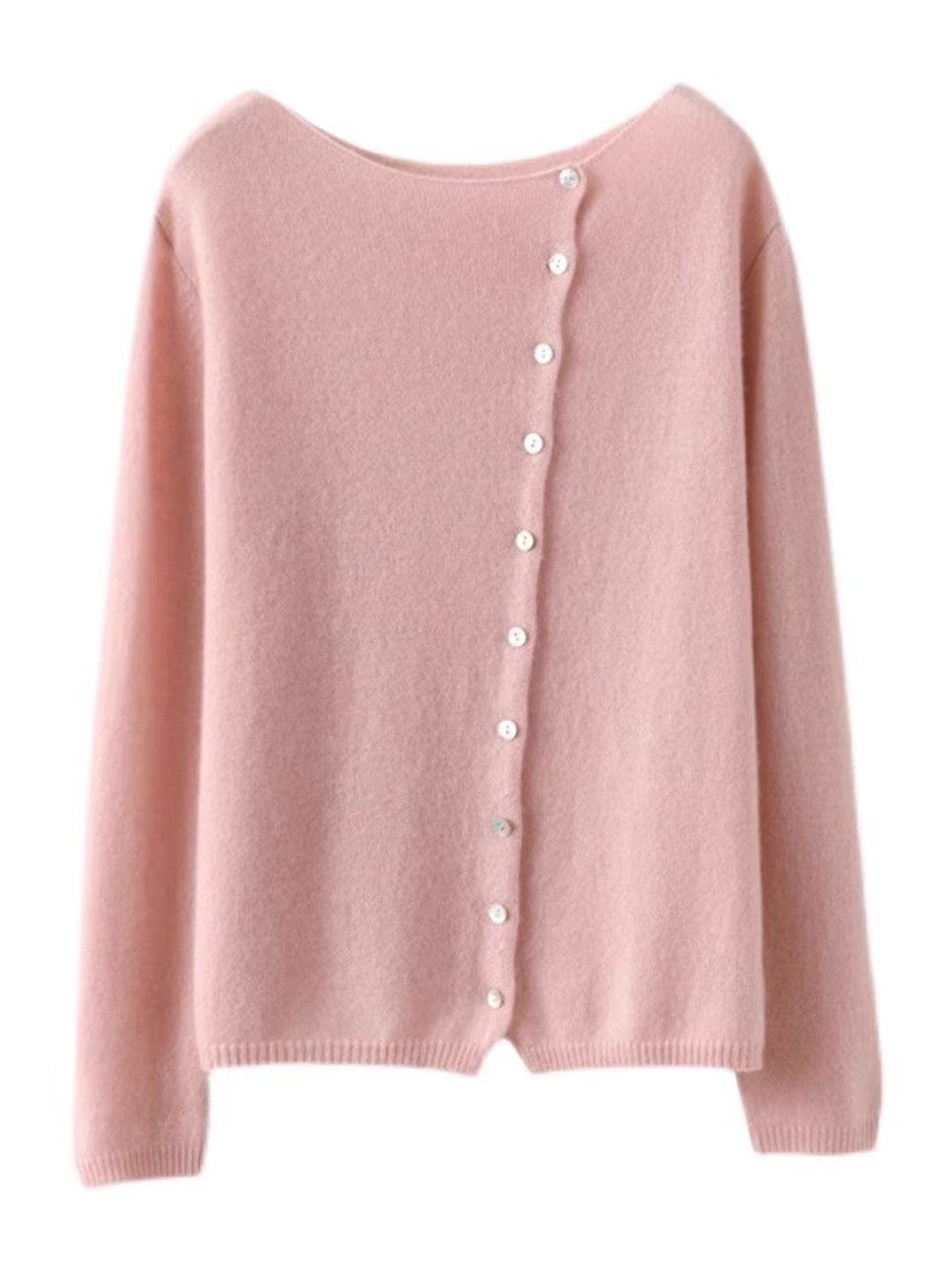 Foldover Collar Button Front Long Sleeve Knit Cardigan 14