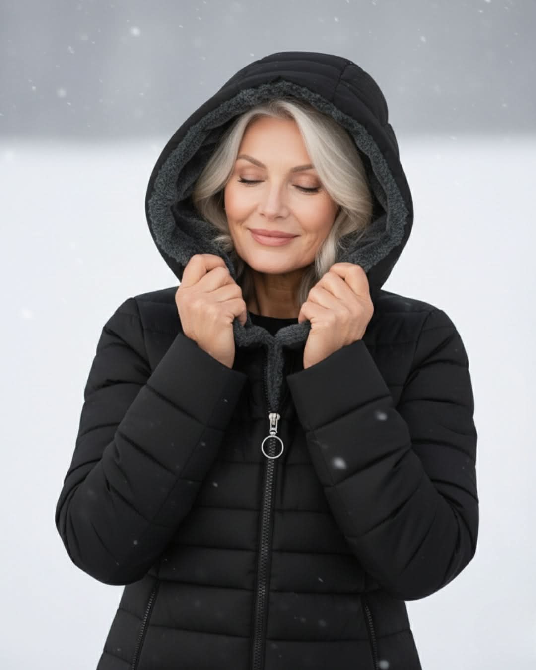 Hooded Faux Fur Lined Zip Front Longline Puffer Coat 9