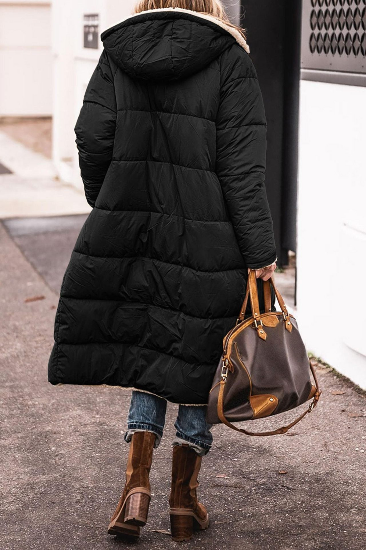 Reversible Sherpa Lined Quilted Longline Coat 4