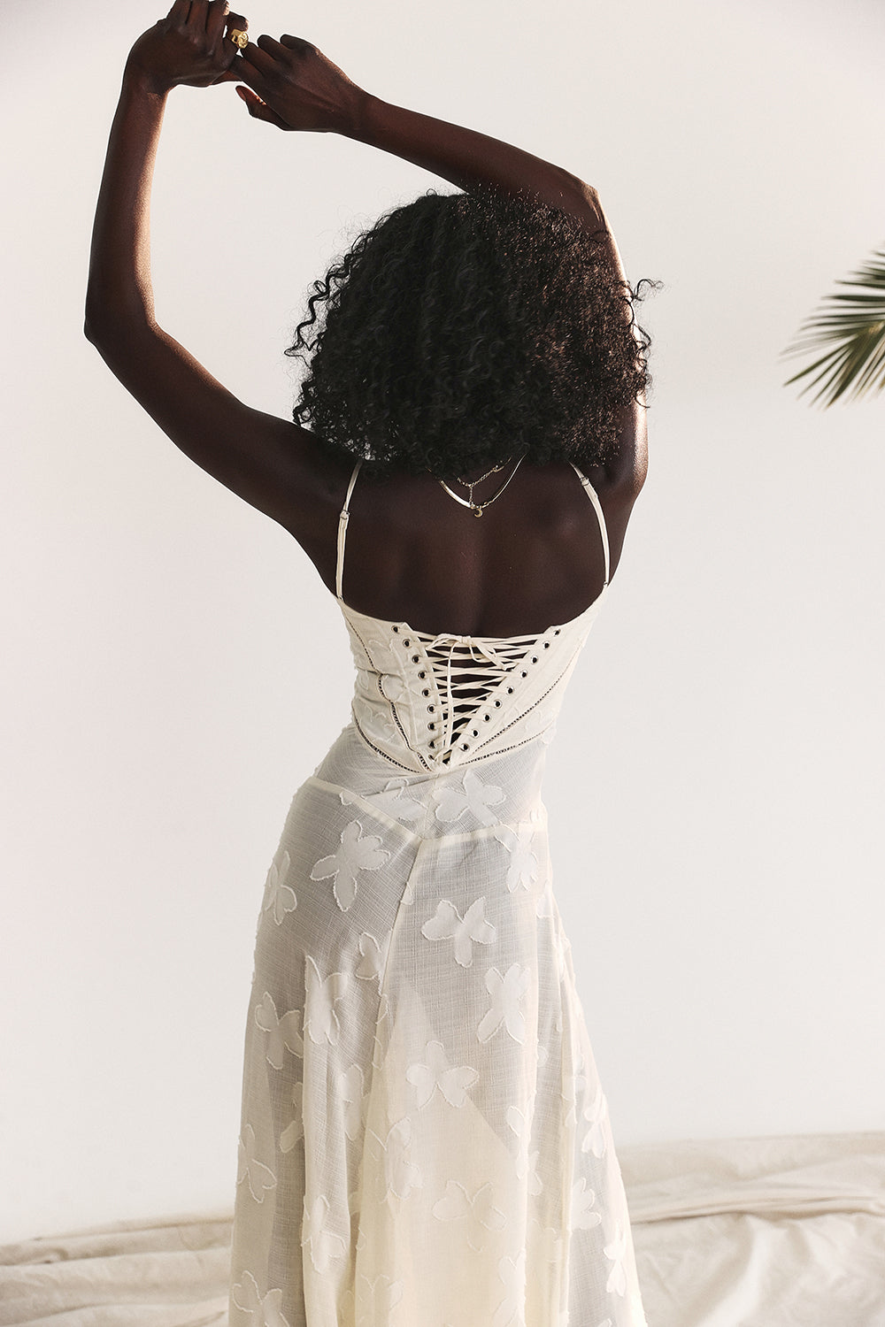 Floral Lace Spaghetti Strap Corset Bodice Sheer Mesh Maxi Gown 31