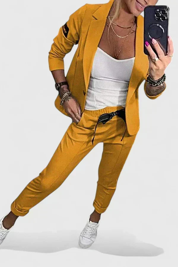 Long Sleeve Blazer and Slim Trousers Two Piece Set 6