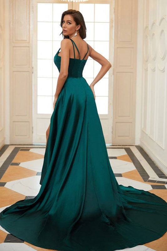 Satin High Slit Maxi Formal Dress - View 2