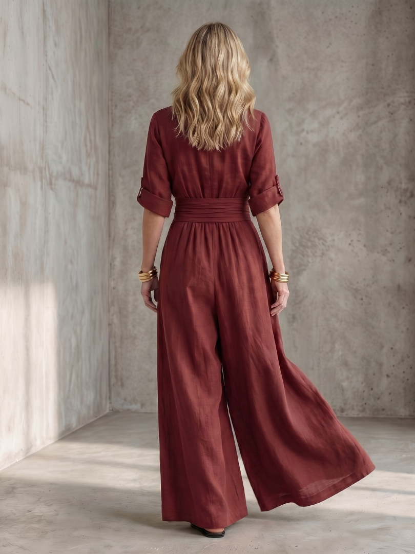 V-Neck Wrap Front Half Sleeve Wide Leg Jumpsuit 11