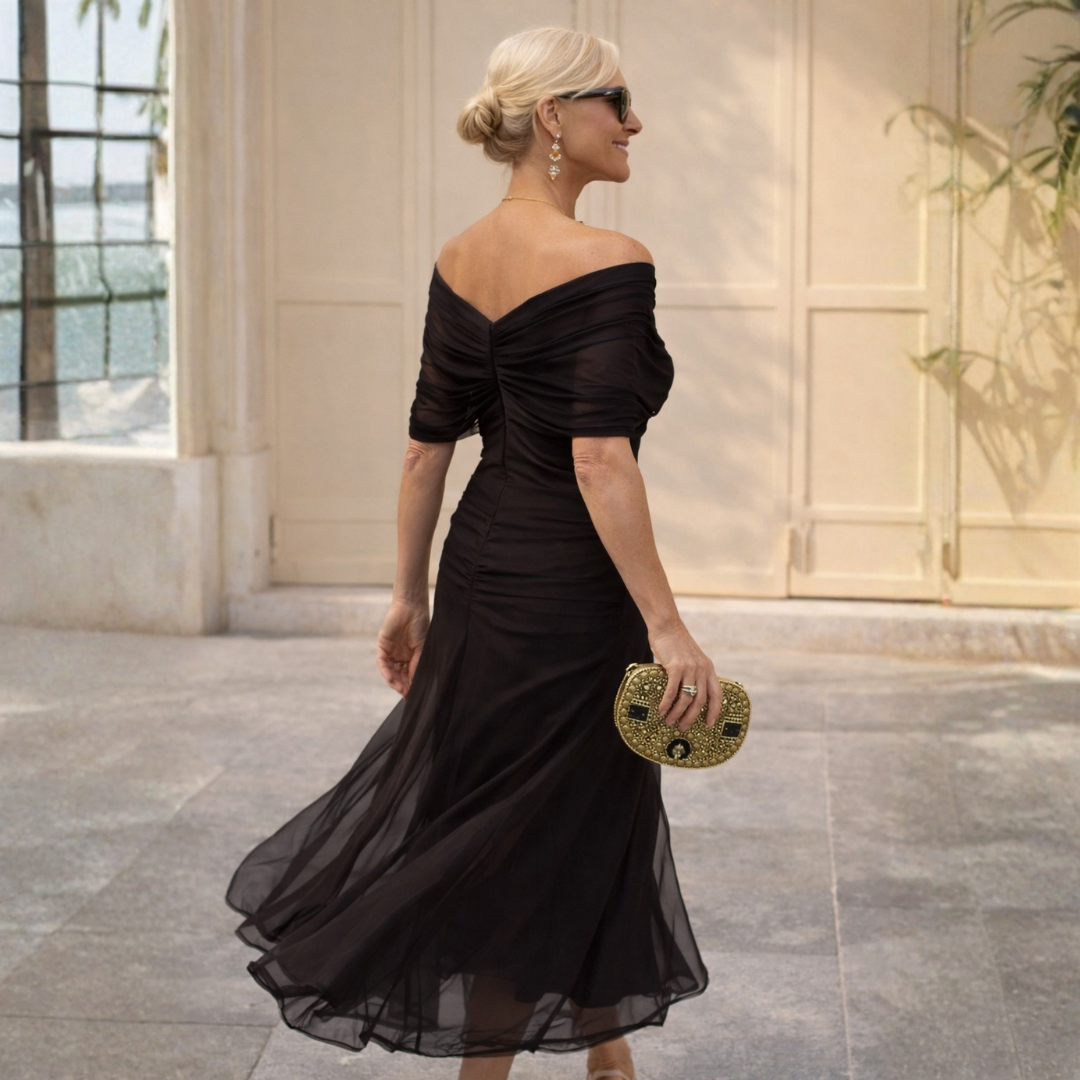 V-Neck Ruched Wrap Short Sleeve Chiffon Maxi Dress 14