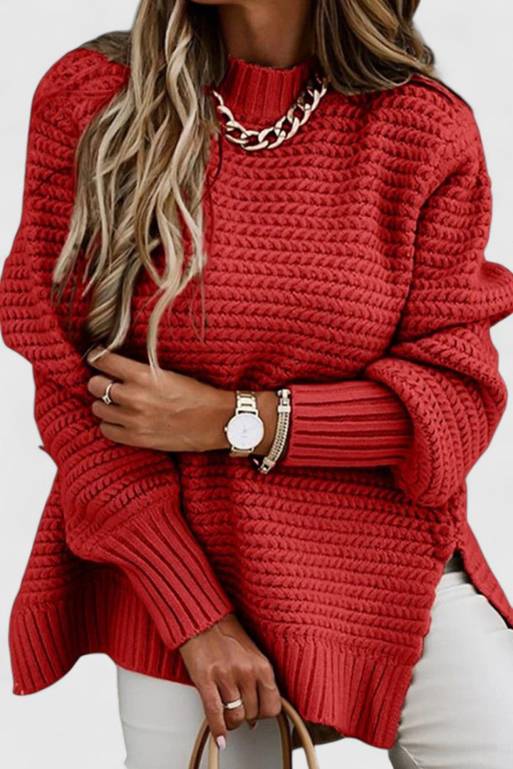 Drop Shoulder Side Split Ribbed Knit Sweater 6