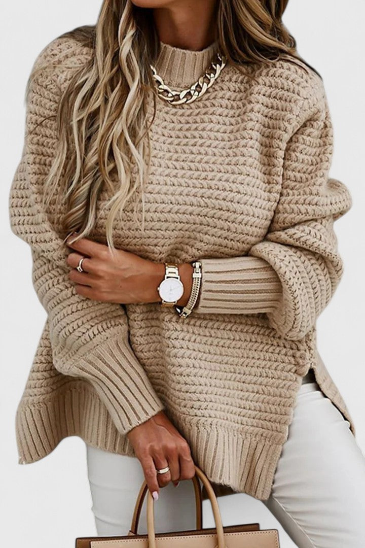 Drop Shoulder Side Split Ribbed Knit Sweater 7
