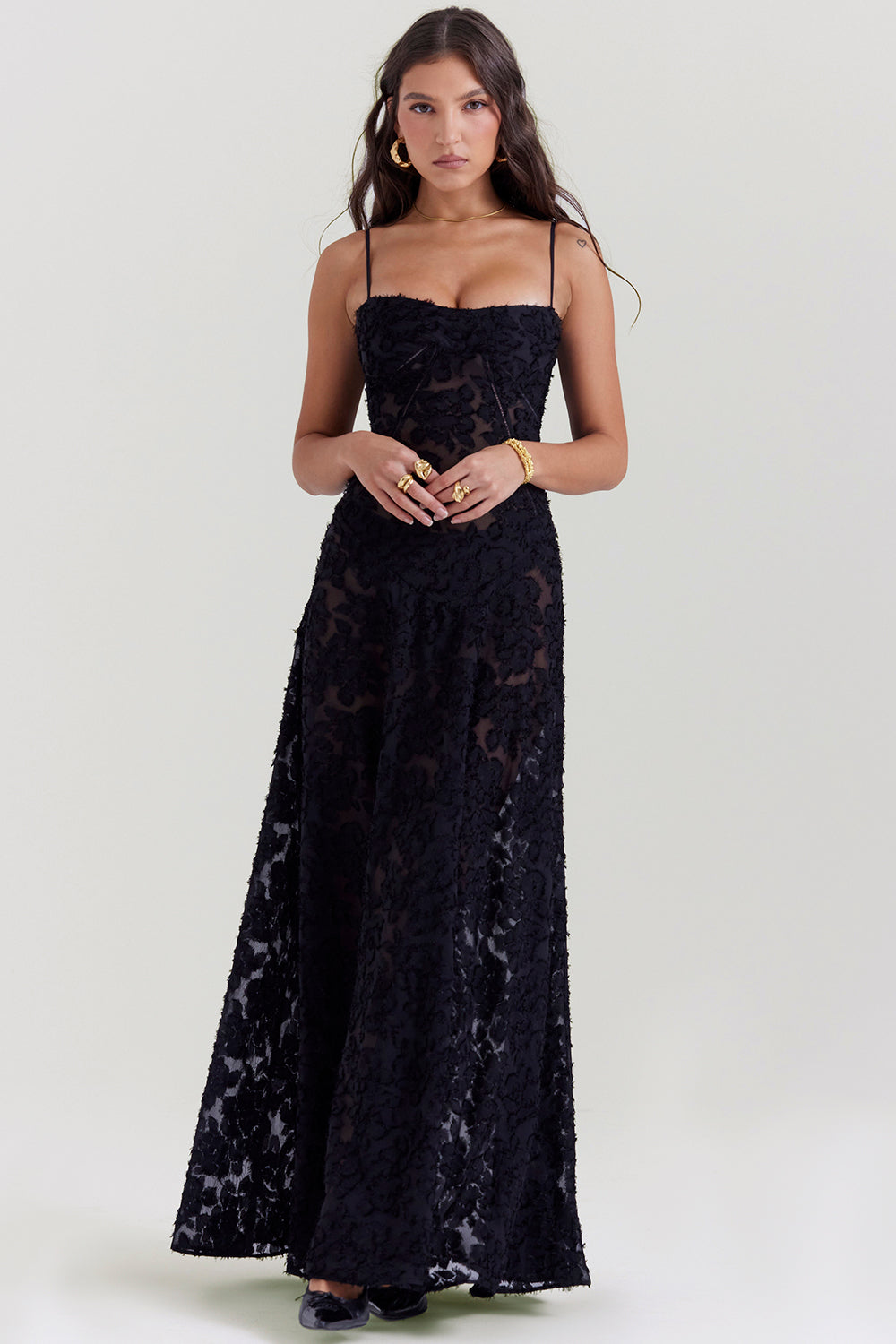 Beaded Sweetheart Neckline Long Sleeve Mermaid Maxi Gown - View 7