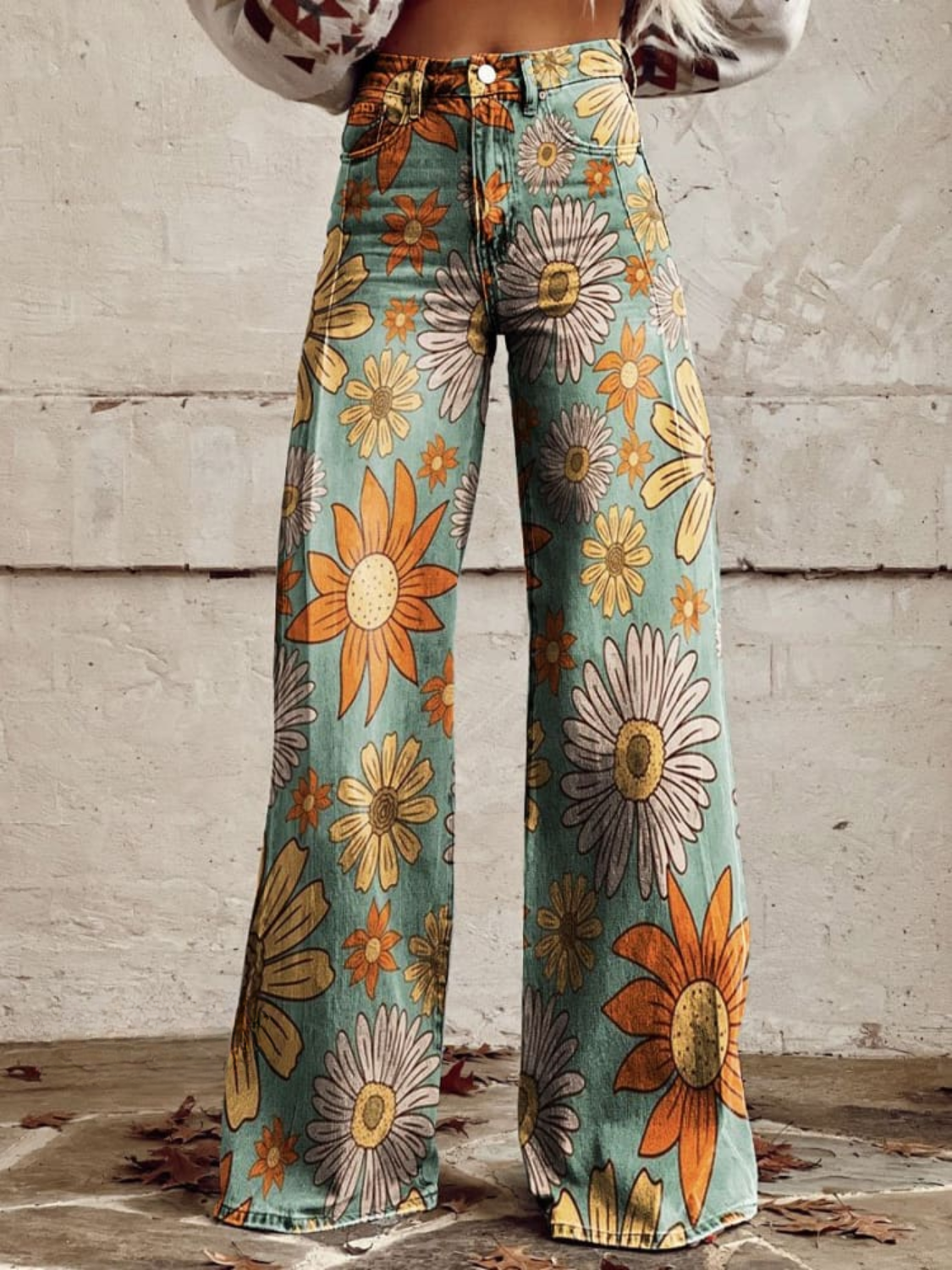 Floral Print High Waist Wide Leg Pants 3